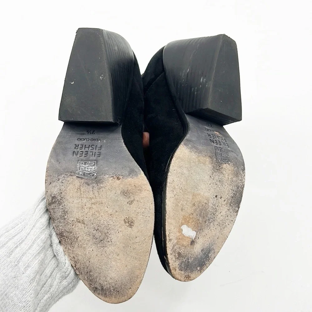 EILEEN Fisher Peer Black Suede Ankle Booties size 7.5 - Picture 9 of 14